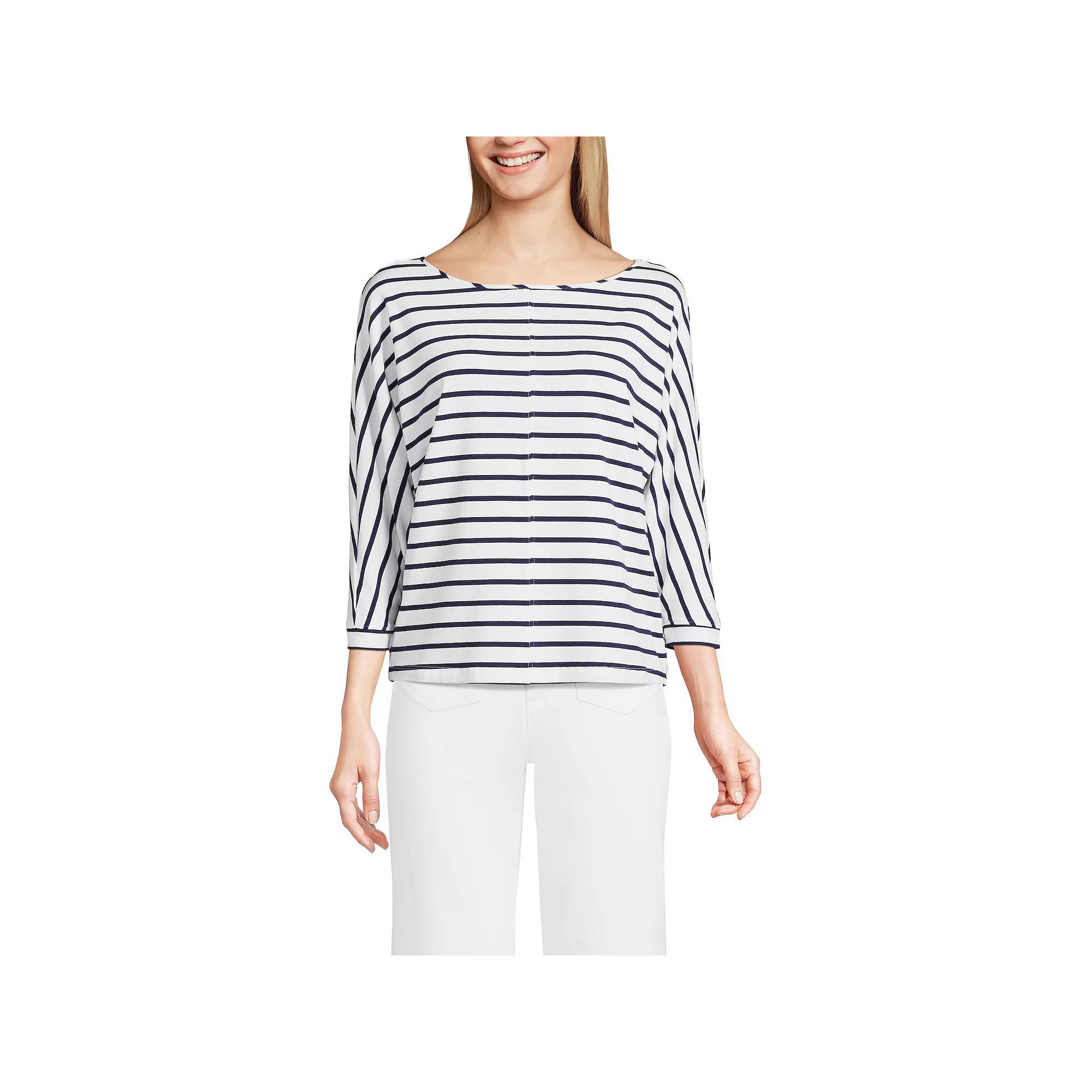 Women's Lands End Lightweight Jersey Boatneck Dolman Sleeve Top, Size: Medium, White Product Image
