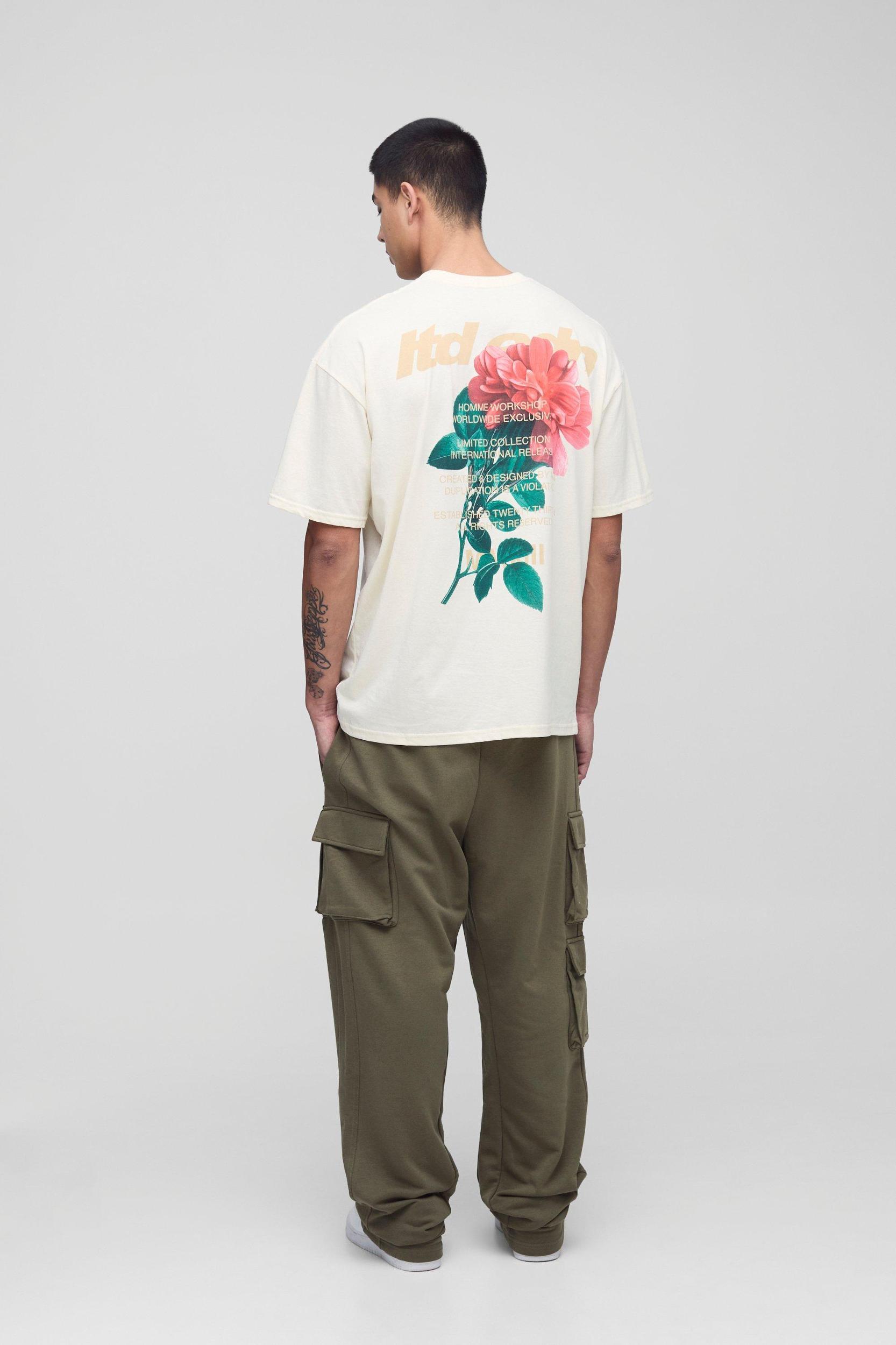 Tall Oversized LTD EDN Rose Print T-Shirt | boohooMAN USA Product Image