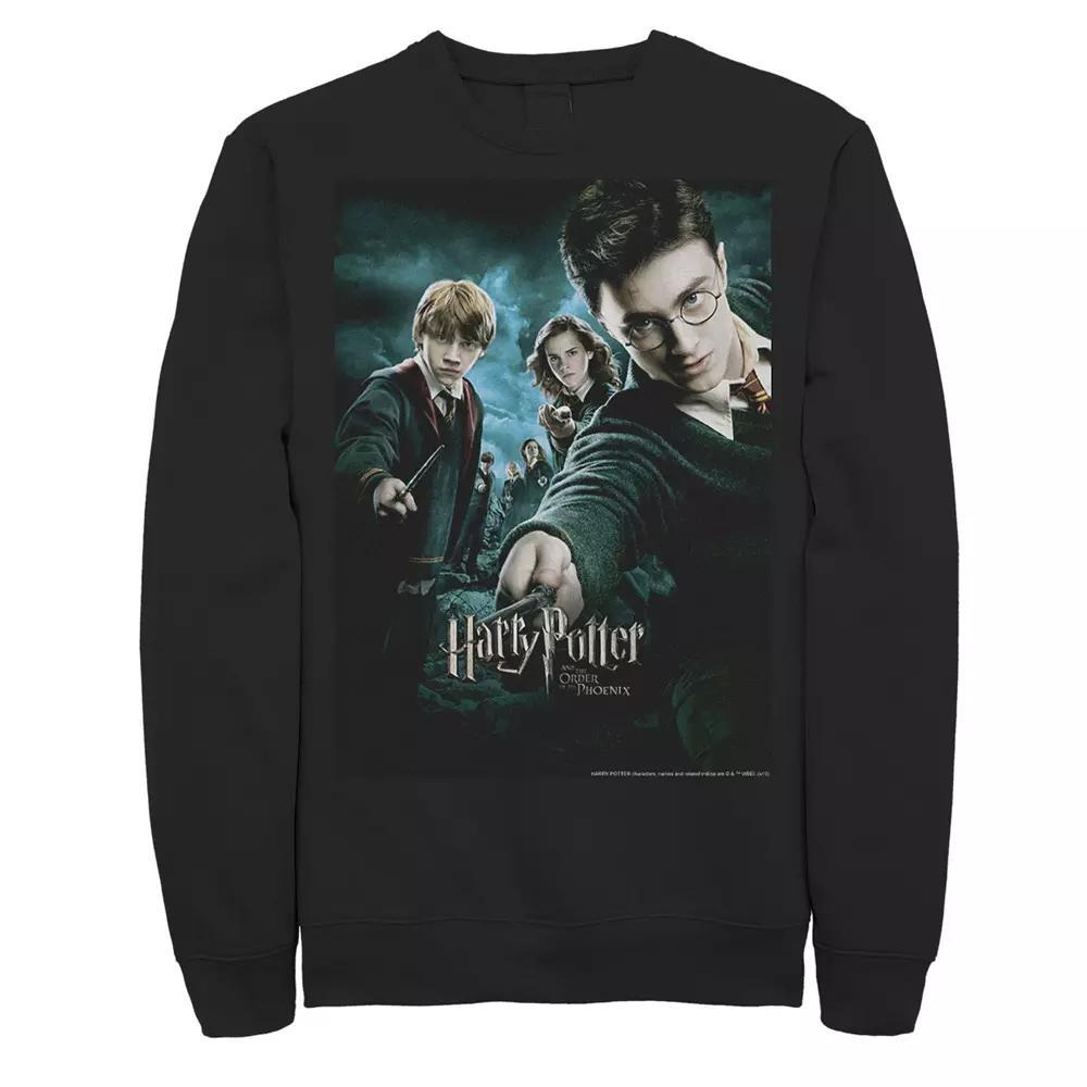 Men's Harry Potter Order Of The Phoenix Wands Drawn Poster Fleece Graphic Pullover, Size: Large, Black Product Image