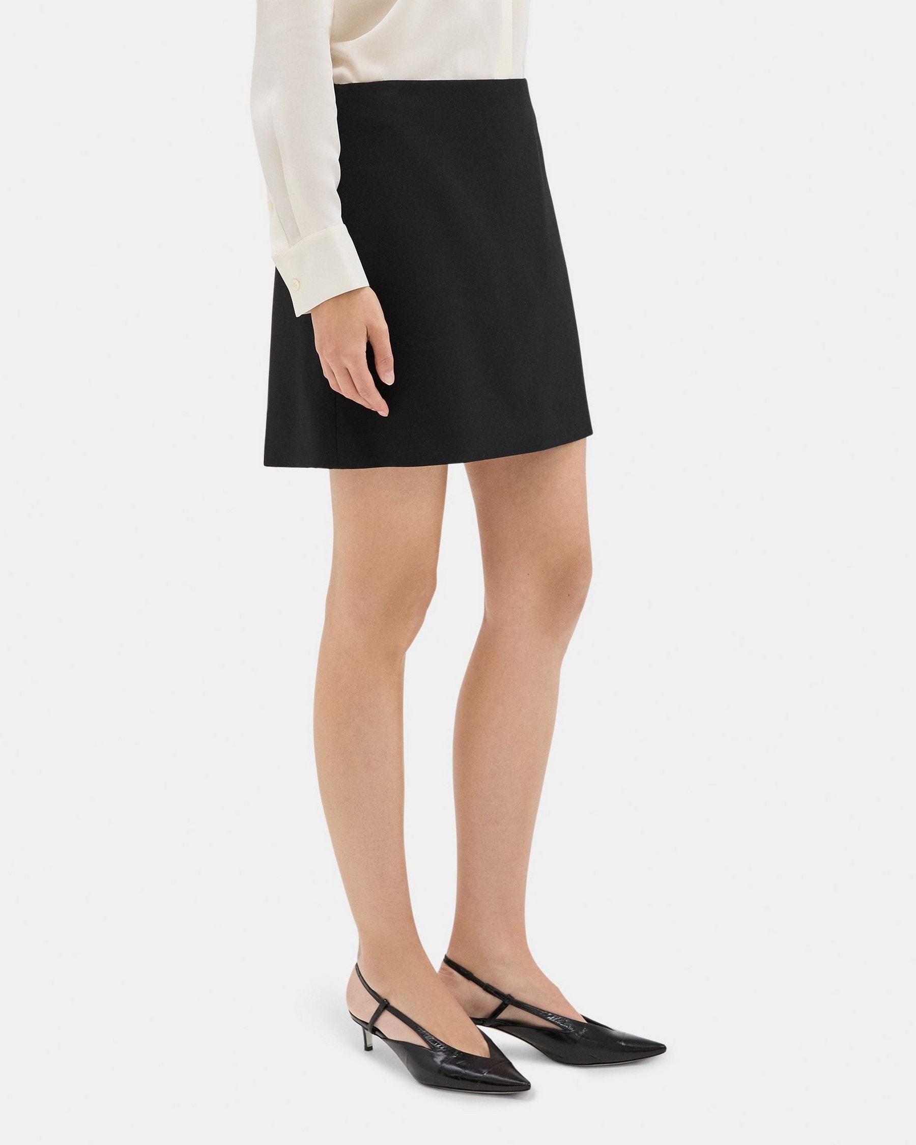Mini Skirt in Wool-Blend Twill Product Image