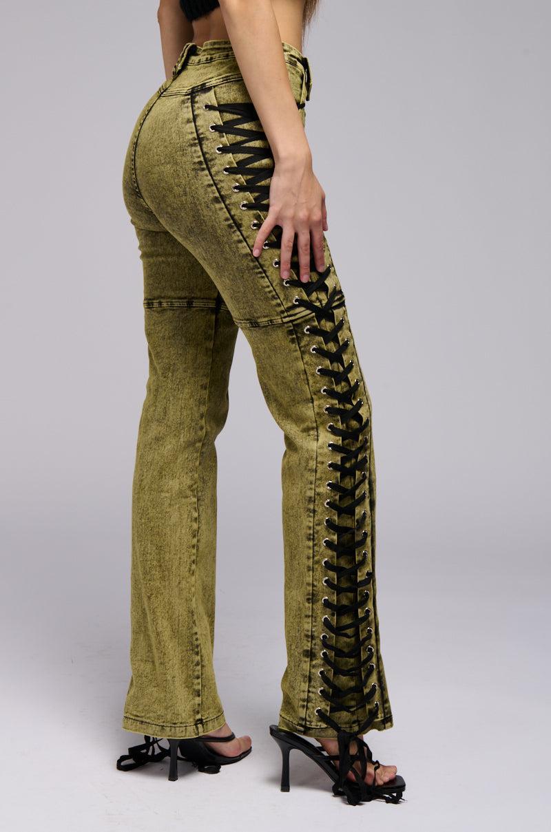 STAND OUT LACED UP JEANS Product Image