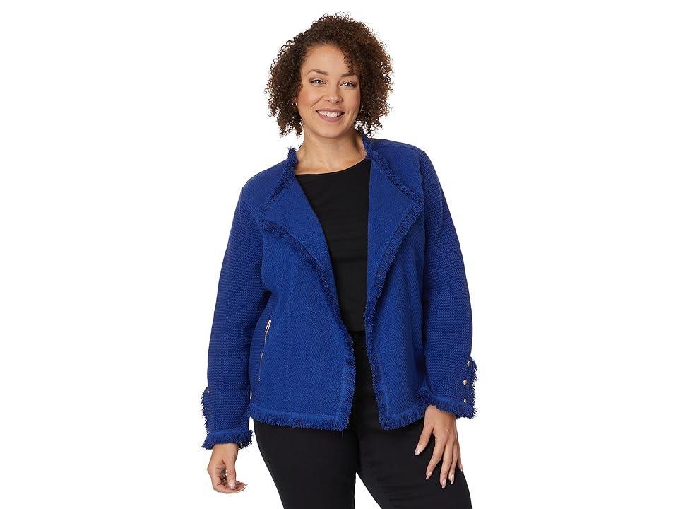 Nic+Zoe Plus Fringe Mix Knit Jacket Product Image
