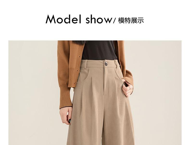 High Rise Plain Pleated Wide Leg Pants Product Image