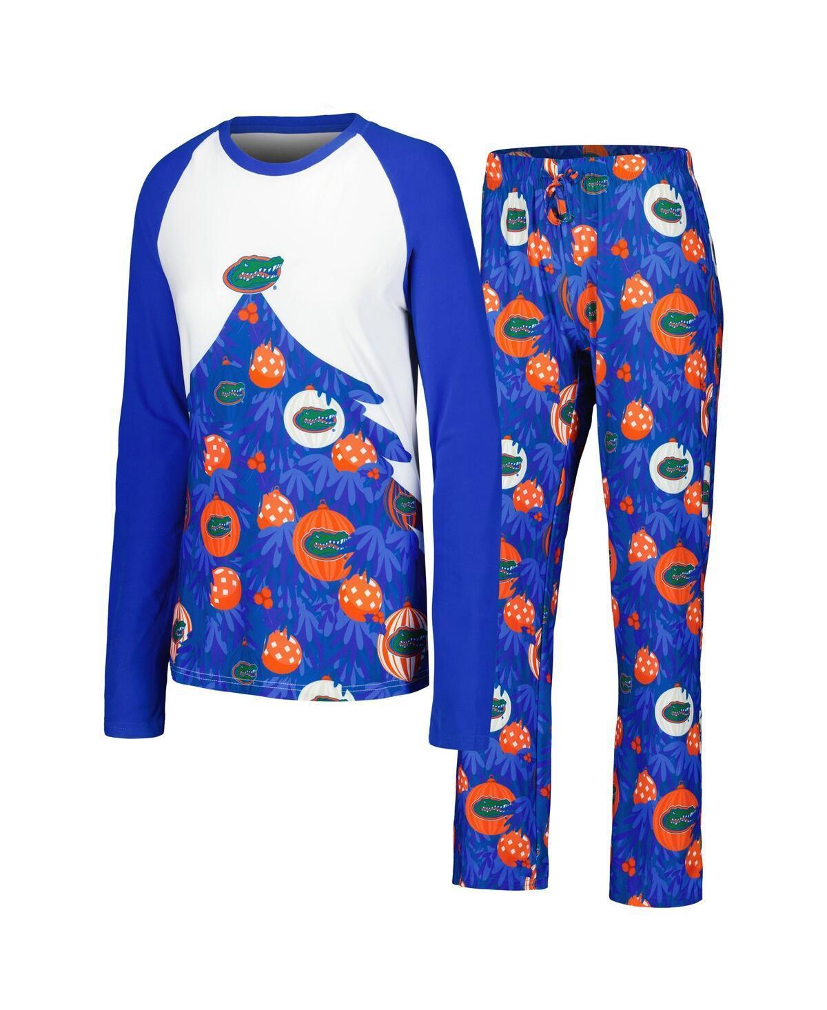 Women's Concepts Sport Royal Florida Gators Tinsel Ugly Sweater Long Sleeve T-Shirt & Pants Sleep Set, Size: Medium, Blue Product Image