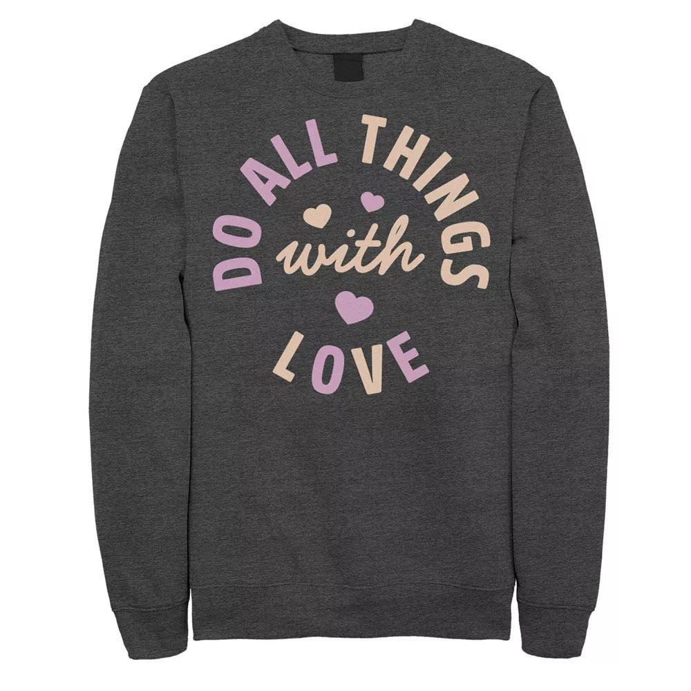 Men's Fifth Sun "Do All Things With Love" Hearts Sweatshirt, Size: XXL, Grey Heather Product Image