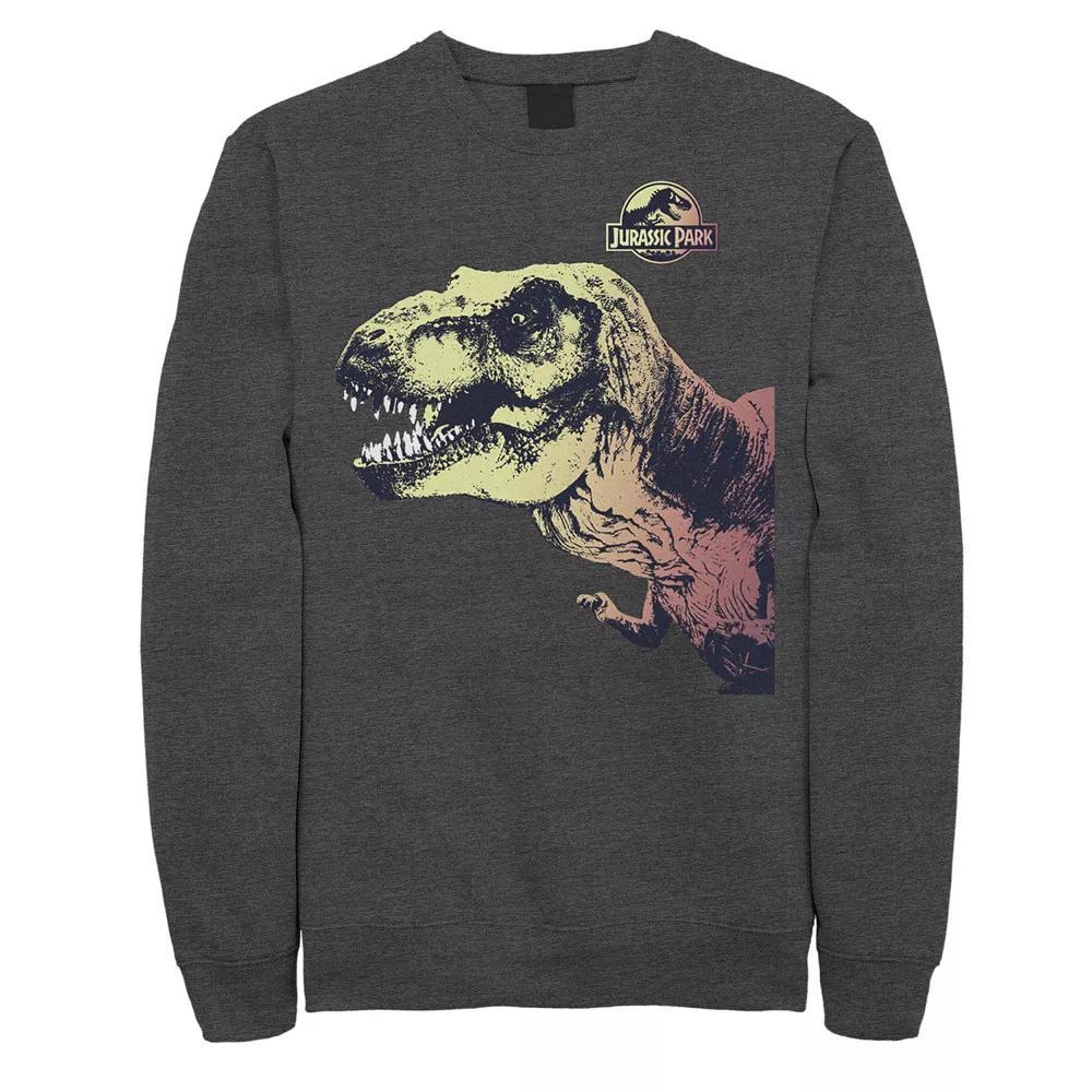 Men's Jurassic Park T-Rex Sunset Color Fil In Sweatshirt, Size: XXL, Grey Heather Product Image