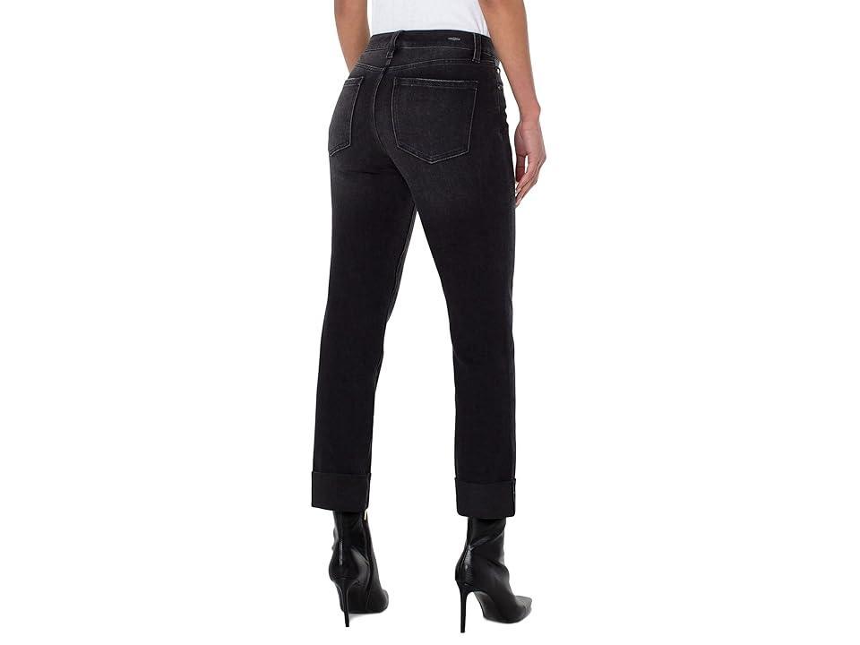 Liverpool Los Angeles Marley Girlfriend Raw Cut Cuff Mid Rise Four Way Stretch Denim in Herington (Herington) Women's Jeans Product Image