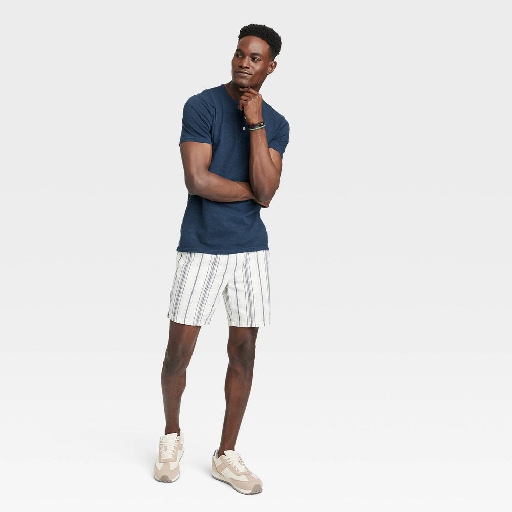 Mens Short Sleeve Henley T-Shirt - Goodfellow & Co Navy Blue L Product Image