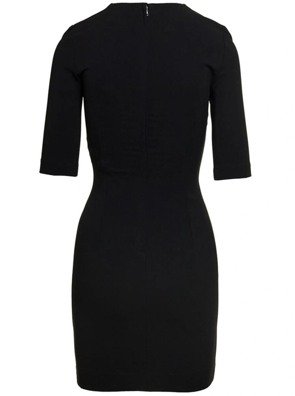 DOLCE & GABBANA Short Sleeves Mini Dress In Black Product Image