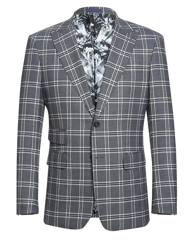 English Laundry Slim Fit Dimgray with White Check Suit Product Image