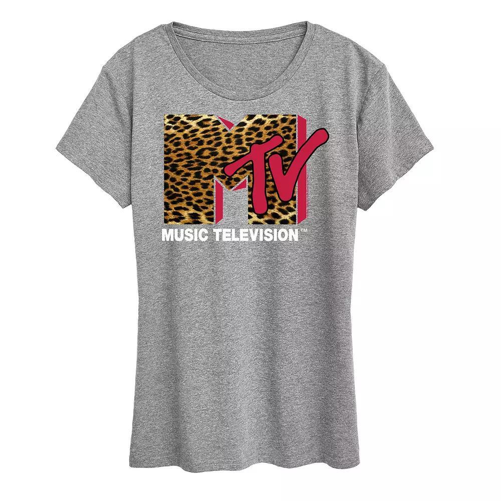 Womens MTV Leopard Logo Graphic Tee, Girls Blue Product Image