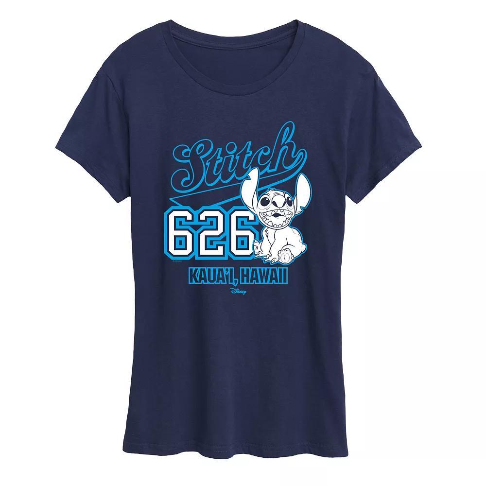 Disney's Lilo & Stitch Women's 626 Collegiate Graphic Tee, Size: XL, Blue Product Image