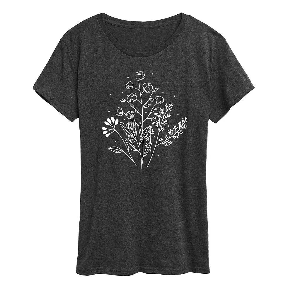 Womens Fall Flowers Graphic Tee Blue Product Image