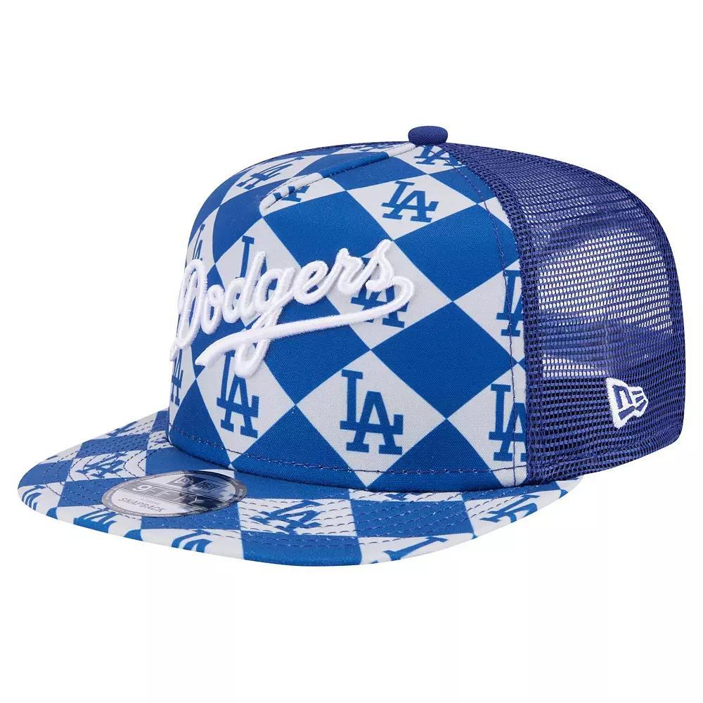 Men's New Era Royal Los Angeles Dodgers Seeing Diamonds A-Frame Trucker 9FIFTY Snapback Hat, Blue Product Image
