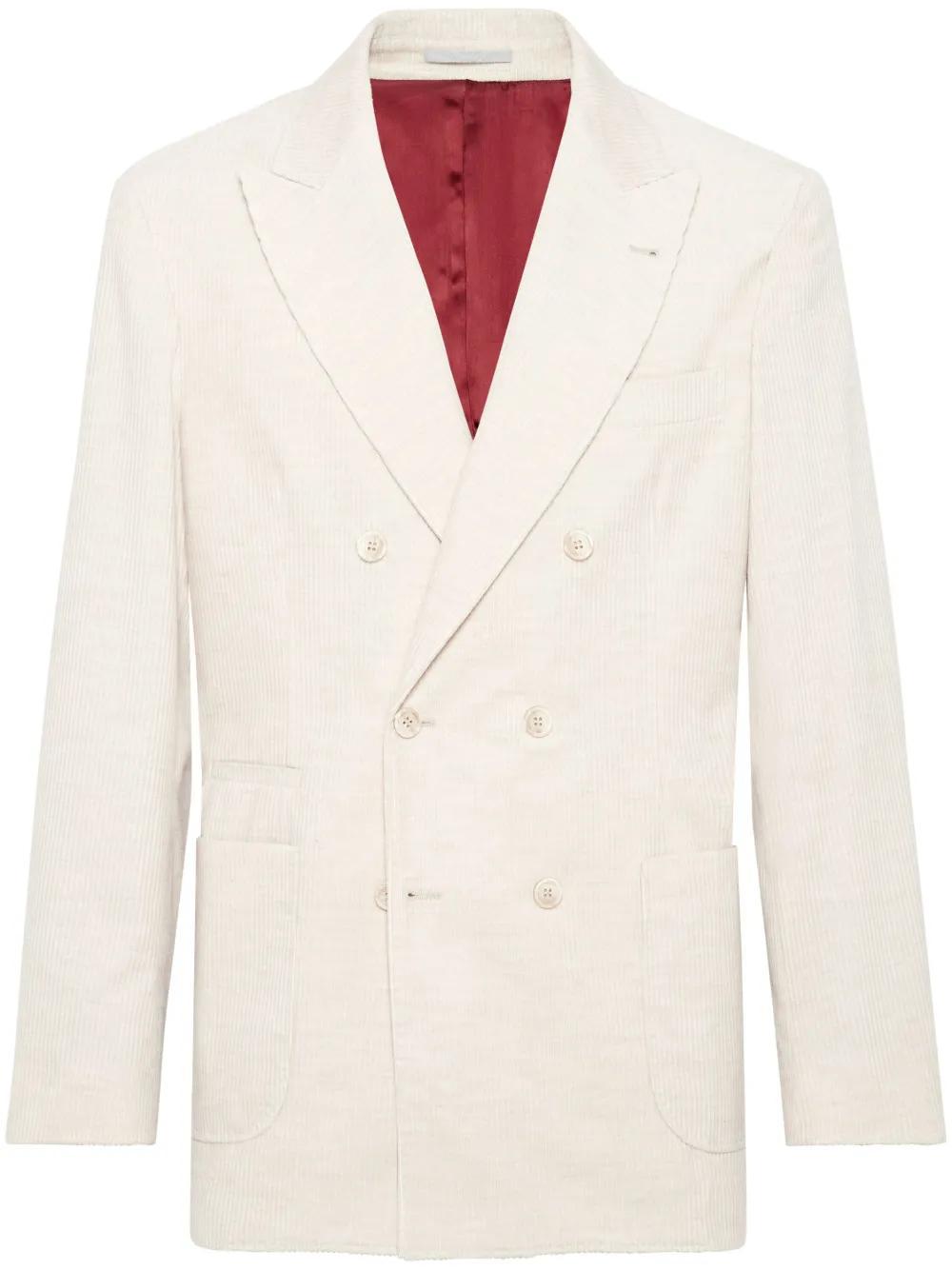 BRUNELLO CUCINELLI Corduroy One-and-a-half-breasted Blazer In Beige Product Image