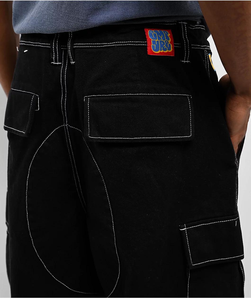 Empyre Easy Now Black Double Cargo Canvas Ultra Loose Skate Pants Product Image