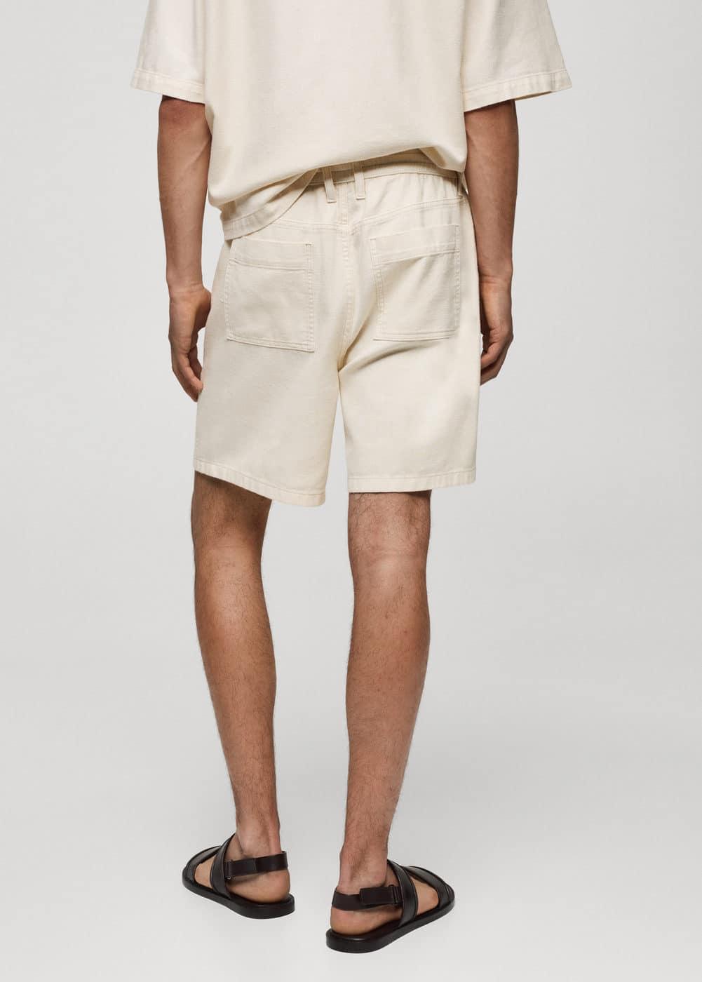 Mango Mens Drawstring Detail Cotton Shorts Product Image