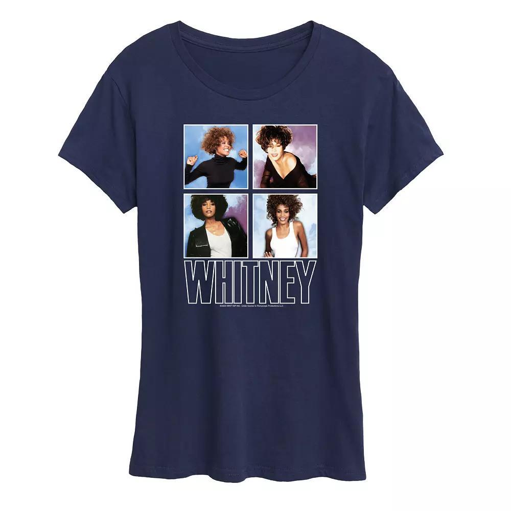 Womens Whitney Houston Grid Graphic Tee Grey Blue Product Image