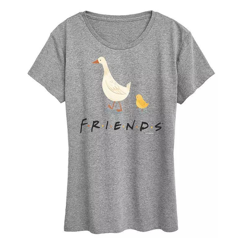 Womens Friends Goose Chicken Graphic Tee Grey Gray Product Image