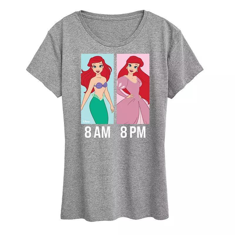 Disney Princess Ariel Womens AM to PM Graphic Tee Grey Royal Blue Product Image