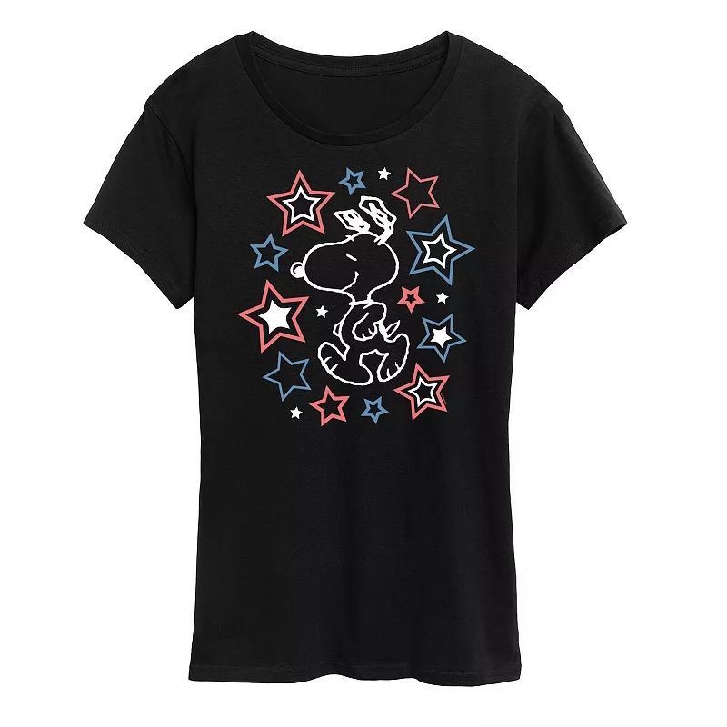 Women's Peanuts Snoopy Stars Graphic Tee, Size: Small, Black Product Image