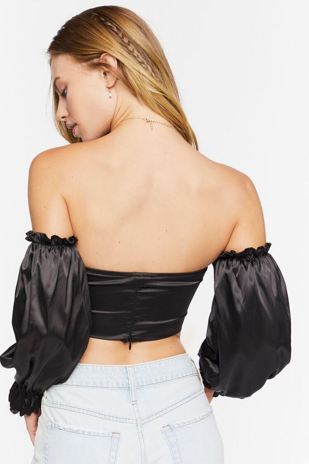 Satin Off-the-Shoulder Crop Top | Forever 21 Product Image