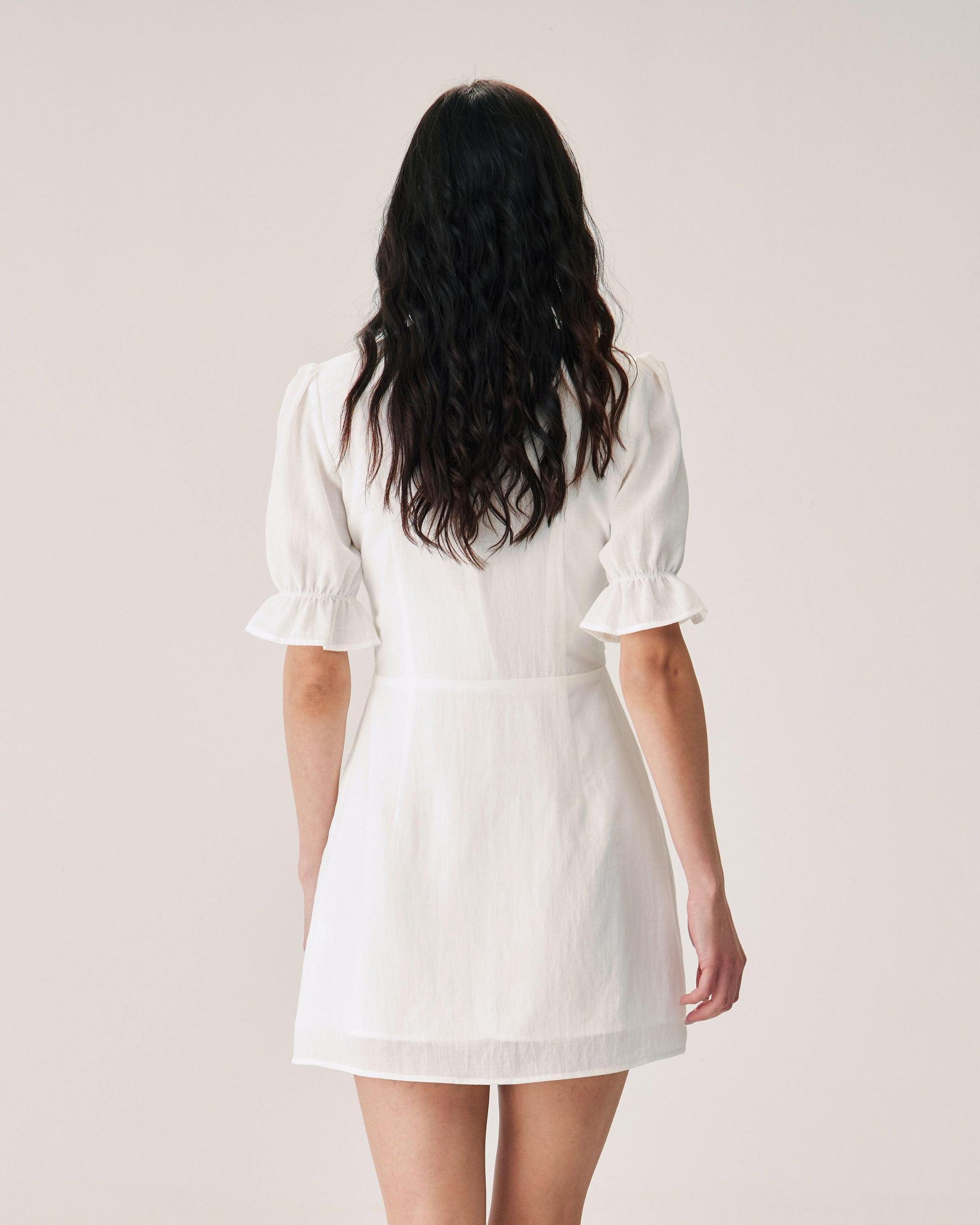 White Lace Splicing Mini Dress Product Image