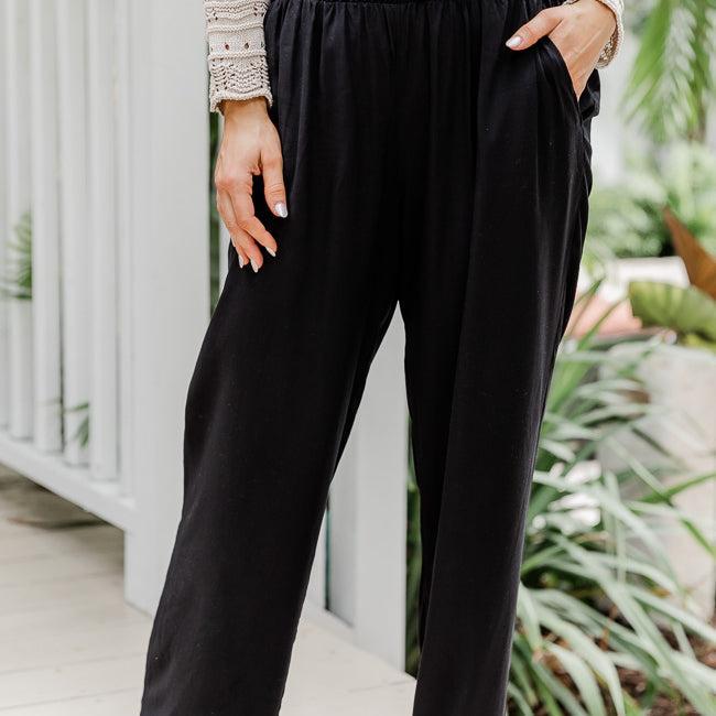 Far And Wide Smocked Waist Black Pants FINAL SALE Product Image