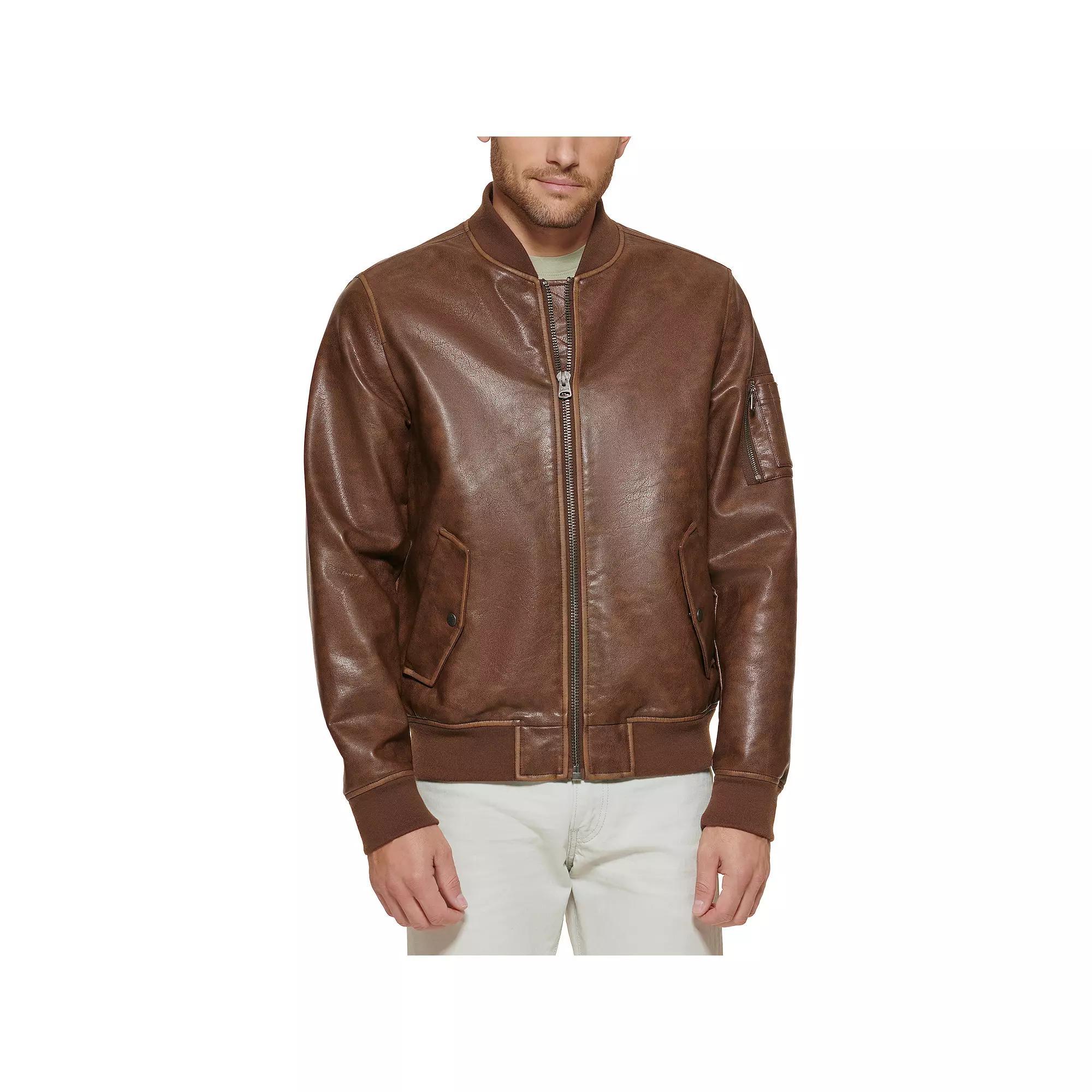 Men's Levi's® Faux Leather Flight Bomber Jacket, Size: Medium, Saddle Product Image