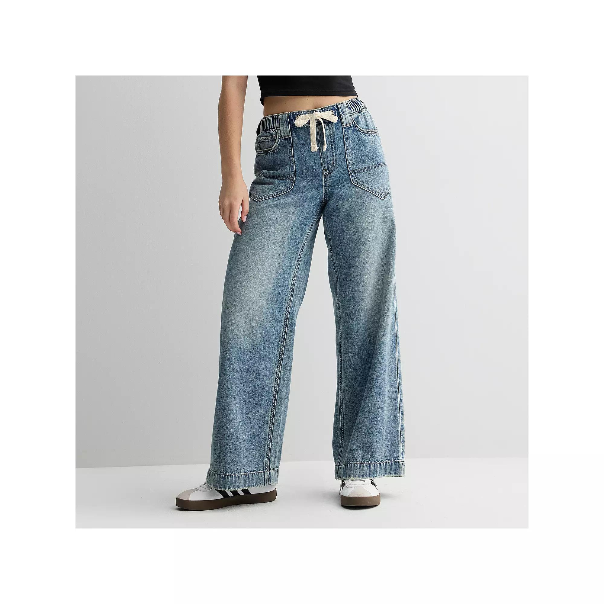 Juniors' SO® Mid Rise Drawcord Waist Denim Utility Pants, Girl's, Size: Large, Medium Tint Product Image