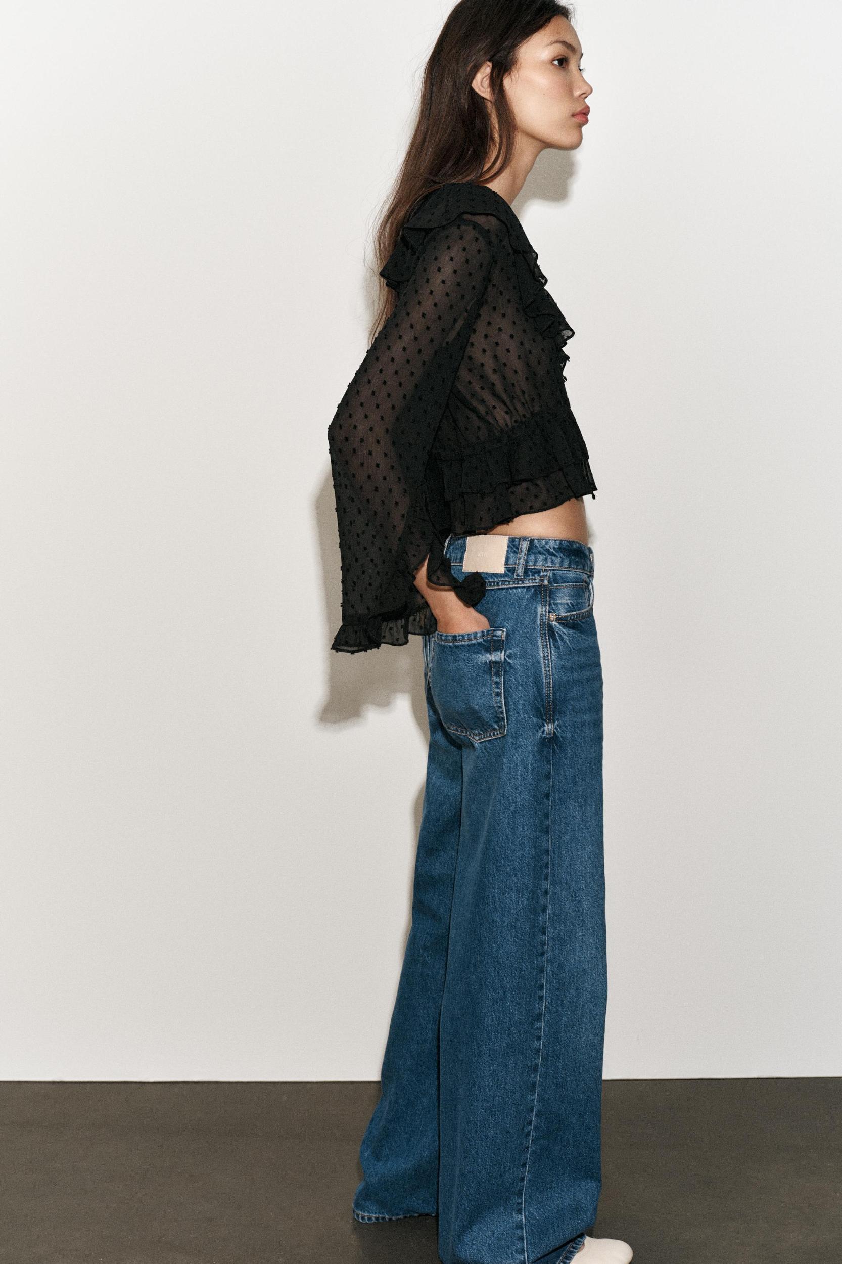 SWISS DOT RUFFLED BLOUSE Product Image