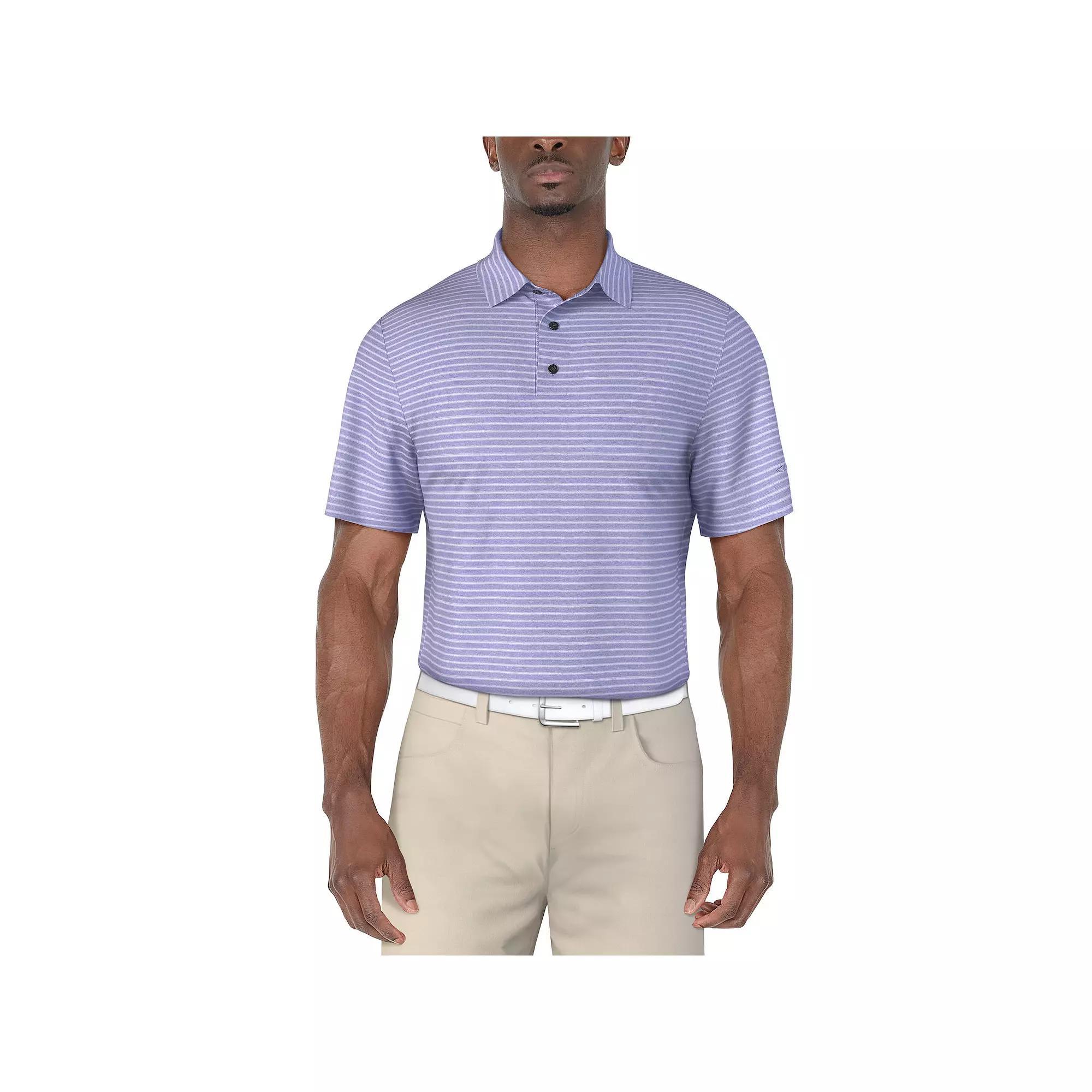 Men's Grand Slam Heather Feeder Stripe Golf Polo, Size: Large, Sweet Lavendar Grey Product Image