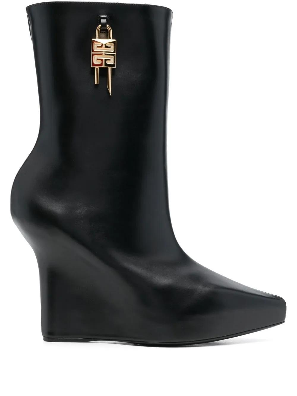 GIVENCHY Lock Wedge Ankle Boots In Black Product Image
