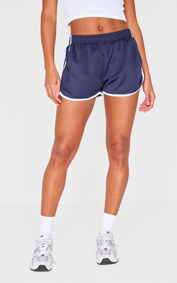 Navy Side Stripe Detail Tricot Shorts Product Image