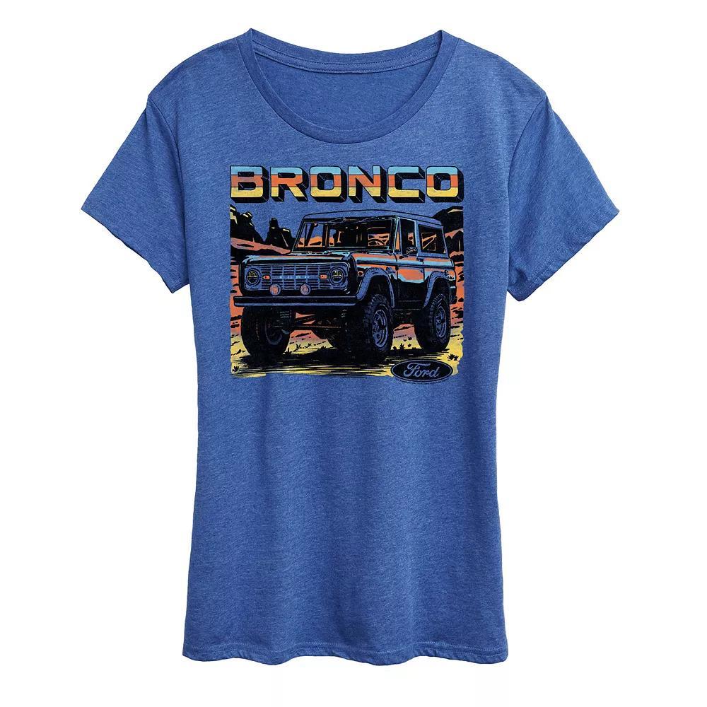 Womens Ford Bronco Illustration Graphic Tee Grey Royal Blue Product Image