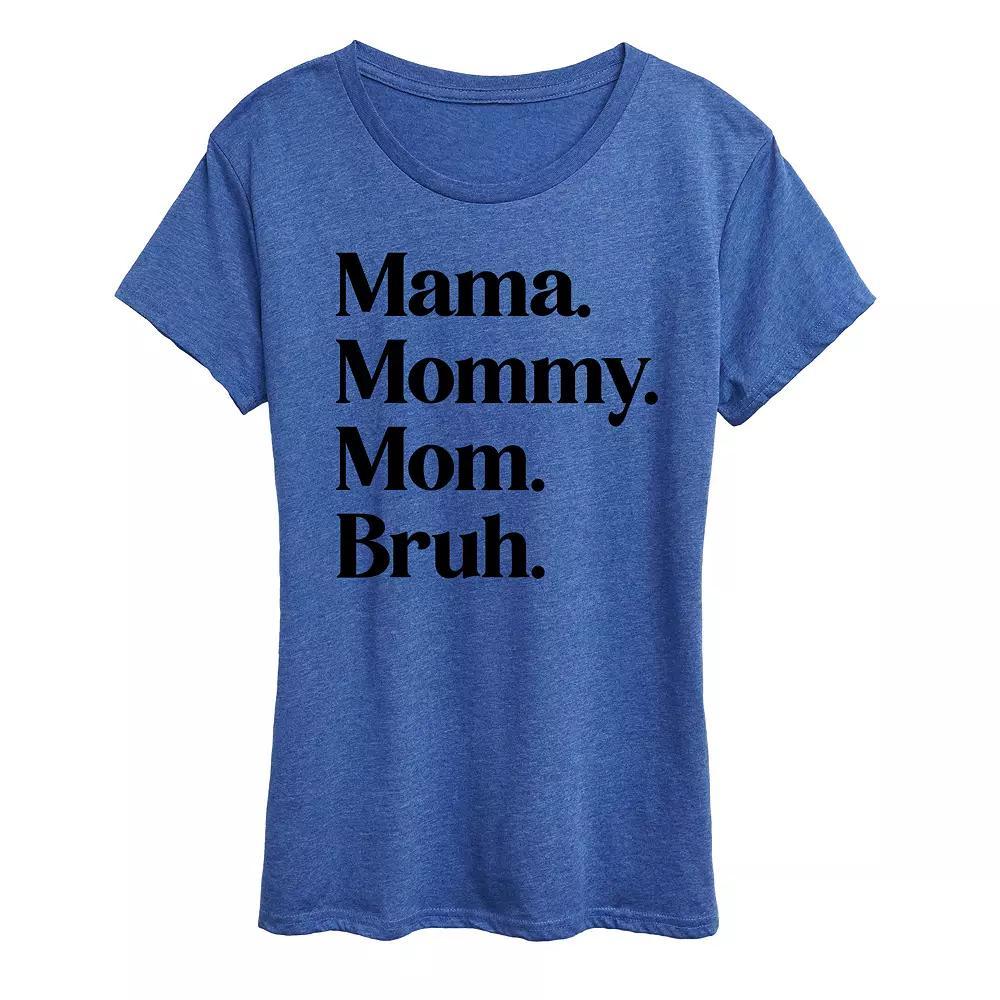 Womens Mama Mommy Mom Bruh Graphic Tee, Girls Grey Royal Blue Product Image