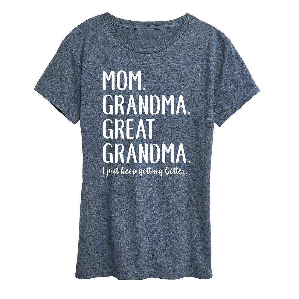 Womens Mom Grandma & Great Grandma Graphic Tee, Girls Grey Dark Red Product Image