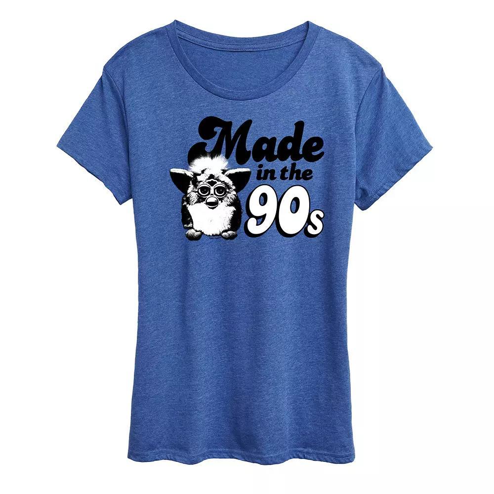 Womens Furby Made In The 90s Graphic Tee Grey Royal Blue Product Image