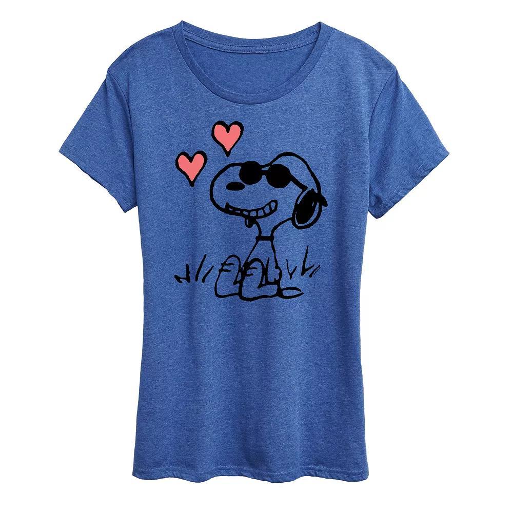 Womens Peanuts Snoopy Joe Cool Sitting Hearts Graphic Tee Product Image