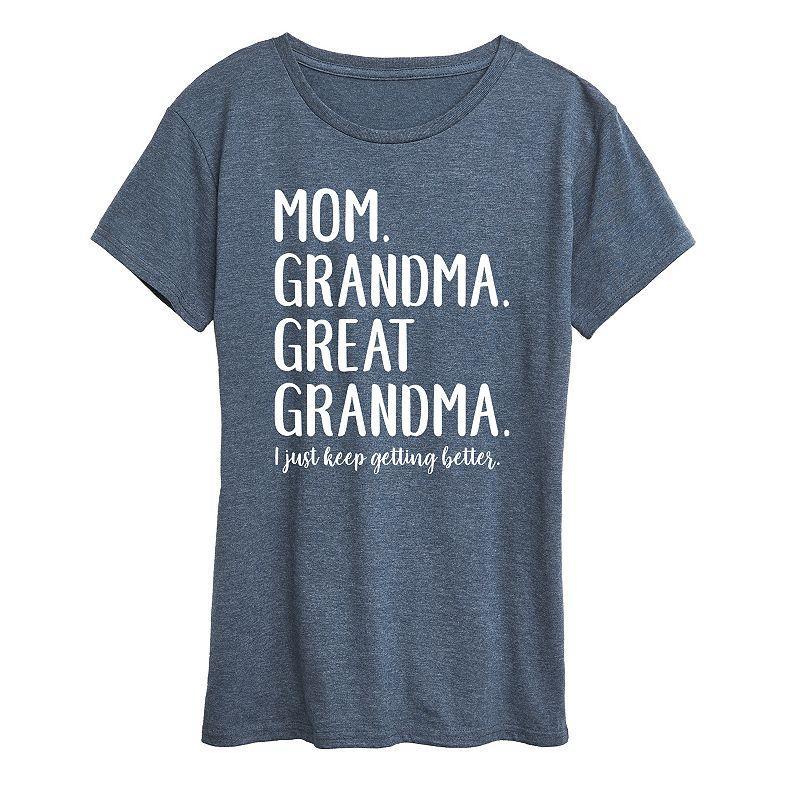 Womens Mom Grandma & Great Grandma Graphic Tee, Girls Grey Dark Red Product Image