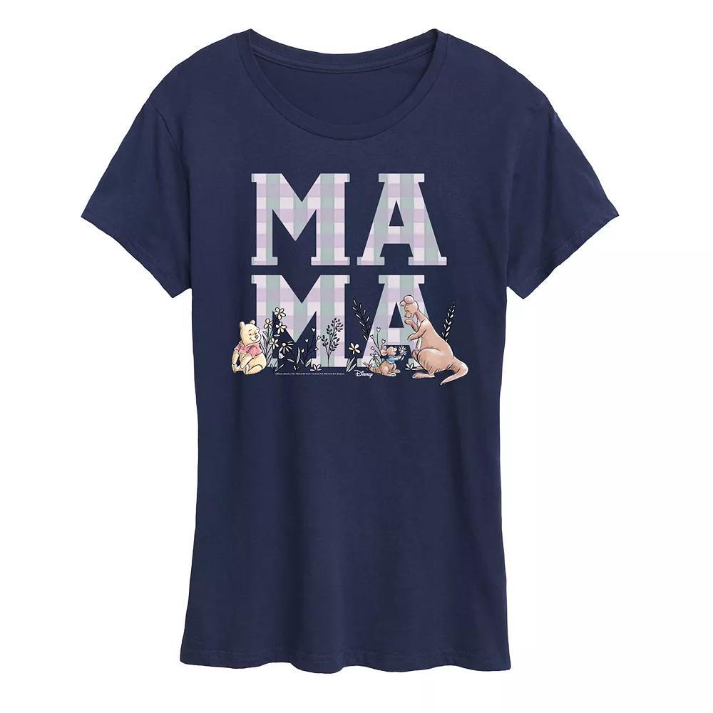 Disneys Minnie Mouse Womens Mama Grid Graphic Tee Grey Green Product Image