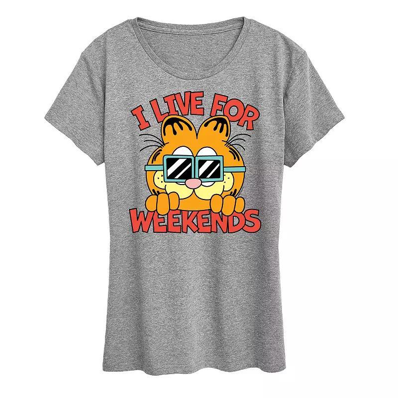 Womens Garfield I Live For Weekends Graphic Tee, Girls Product Image