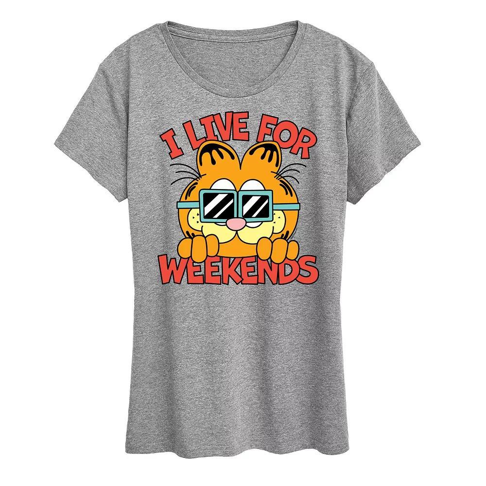 Womens Garfield I Live For Weekends Graphic Tee, Girls Product Image