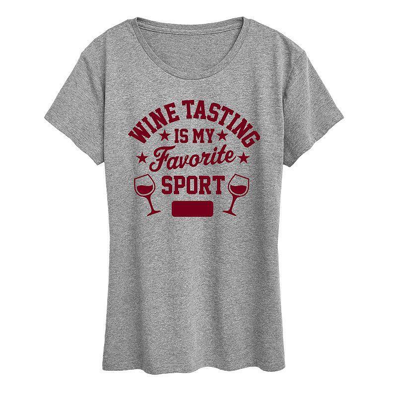 Womens Wine Tasting Favorite Sport Graphic Tee, Girls Grey Gray Product Image