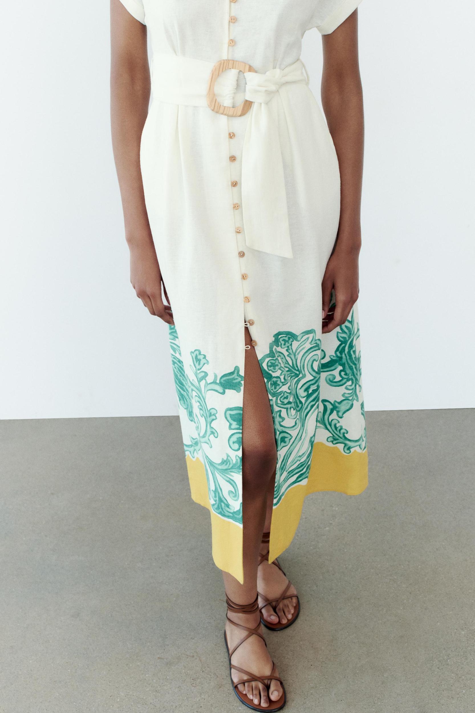 GRECIAN PRINT SHIRT DRESS Product Image