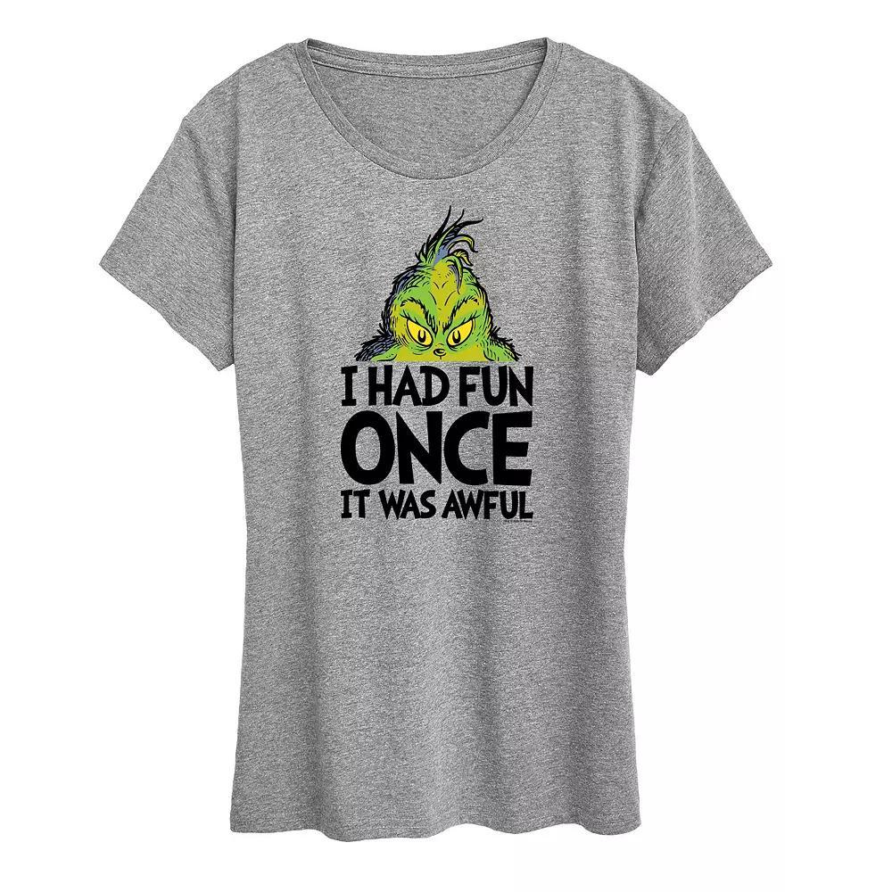 Women's Dr. Seuss The Grinch Had Fun Once Graphic Tee, Girl's, Size: XXL, Grey Gray Product Image