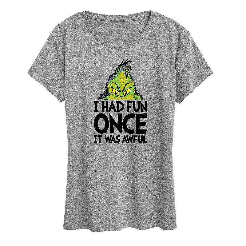 Women's Dr. Seuss The Grinch Had Fun Once Graphic Tee, Girl's, Size: XXL, Grey Gray Product Image