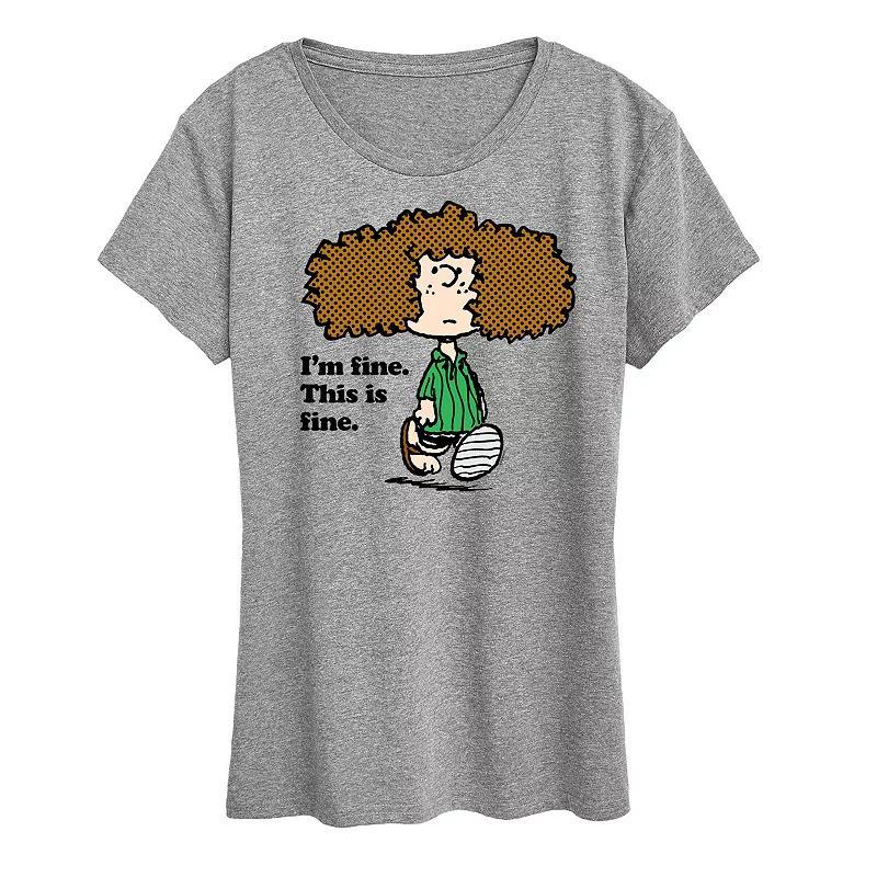 Womens Peanuts Patty Im Fine Graphic Tee Grey Gray Product Image