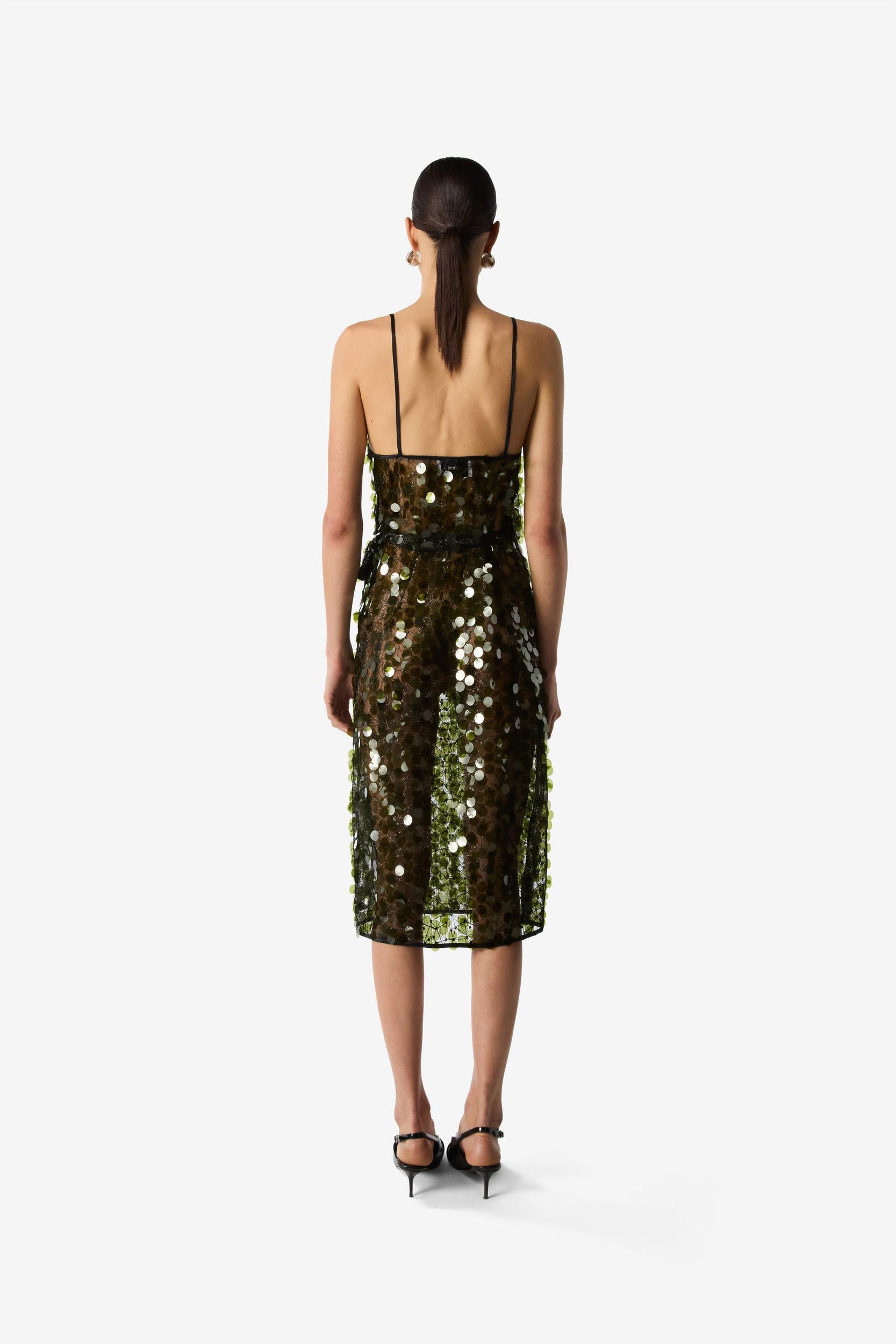 C-Logo Sequin Wrap Slip Dress Product Image