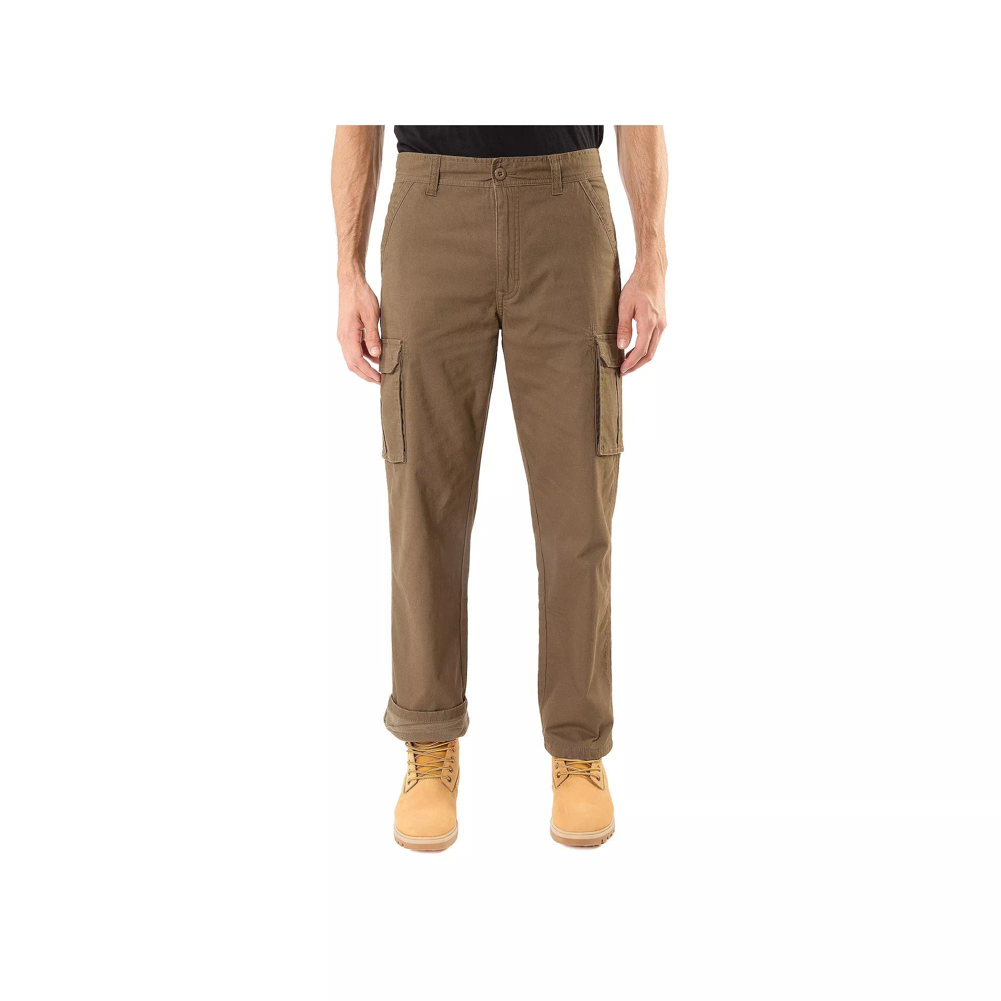 Men's Smith's Workwear Stretch Fleece-Lined Canvas Cargo Pant, Size: 40X30, Dark Green Product Image